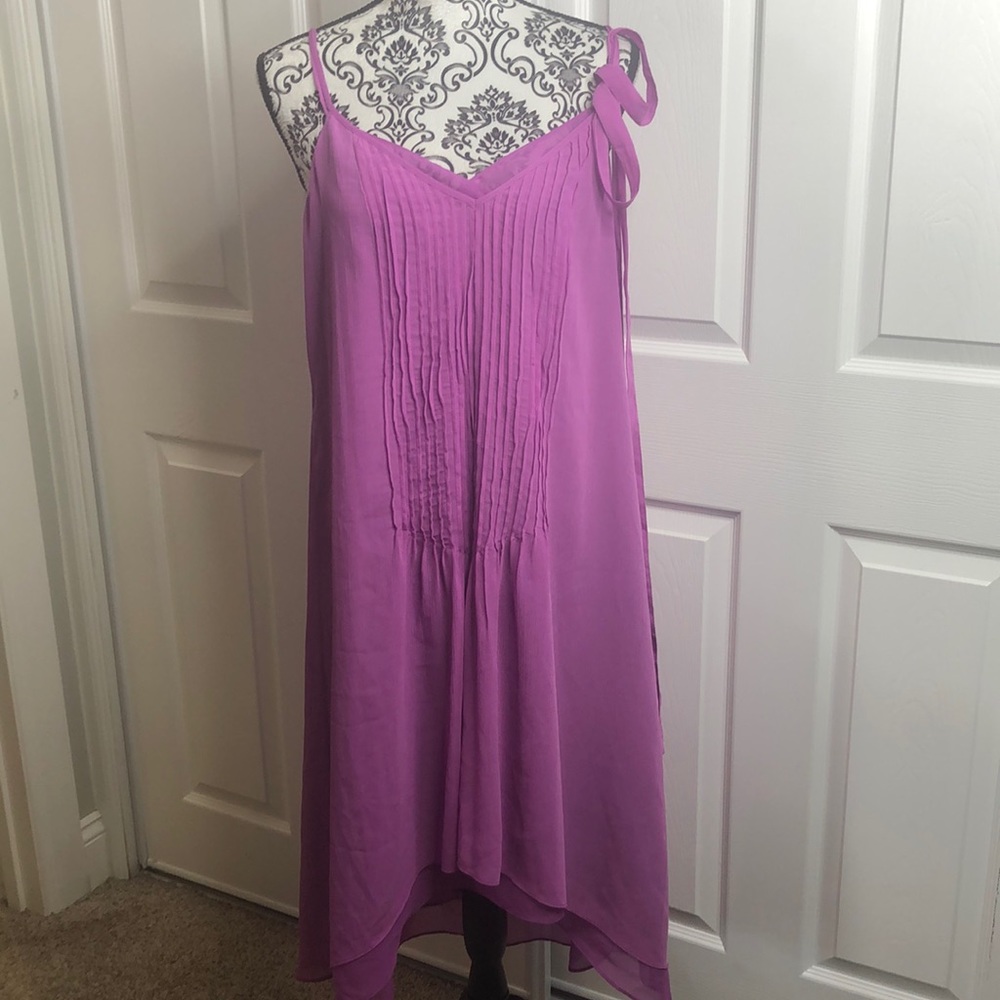 WHBM Purple Flowly Hi Low Dress Easter 8 Ties